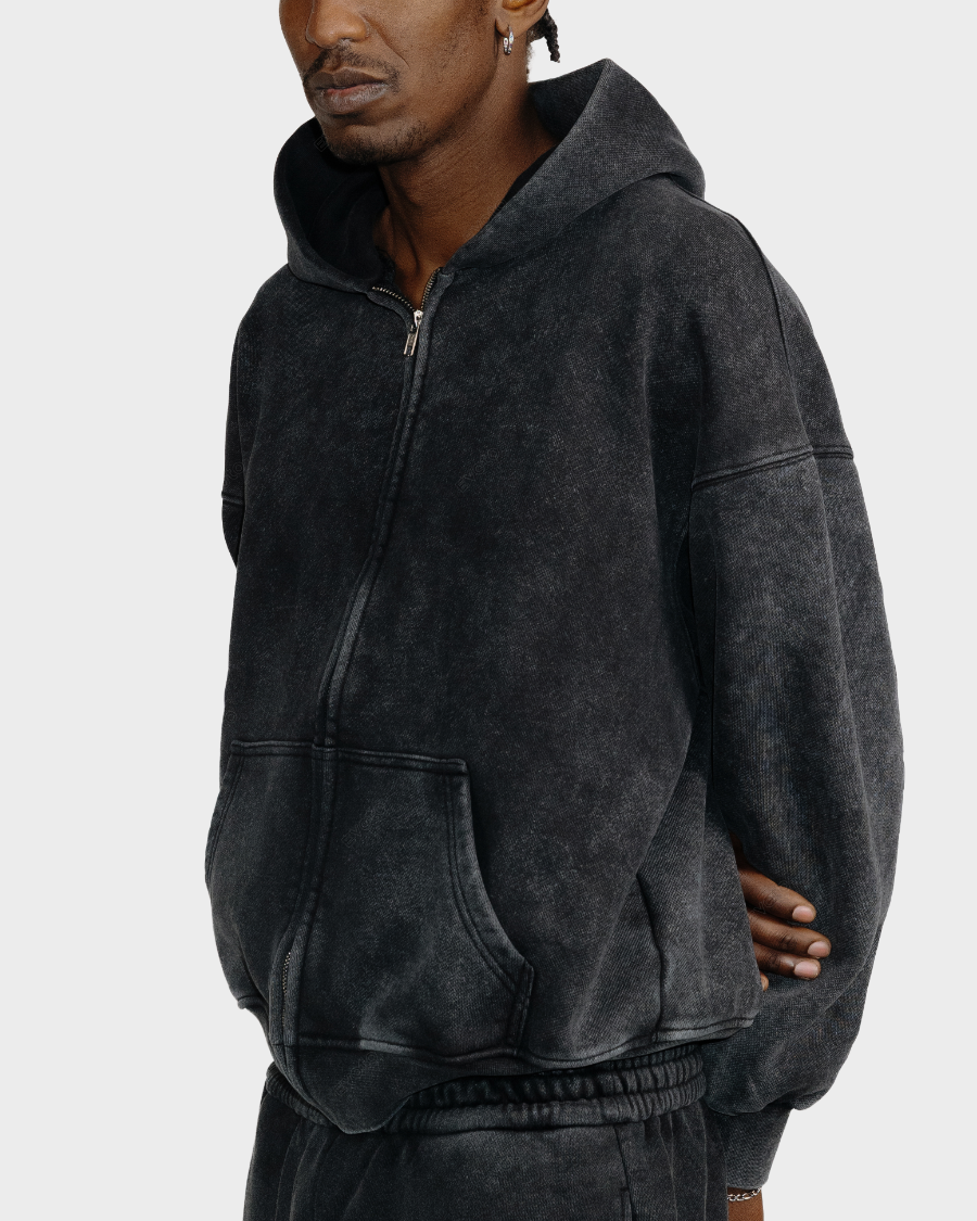 ZIP HOODIE ‘VINTAGE BLACK’