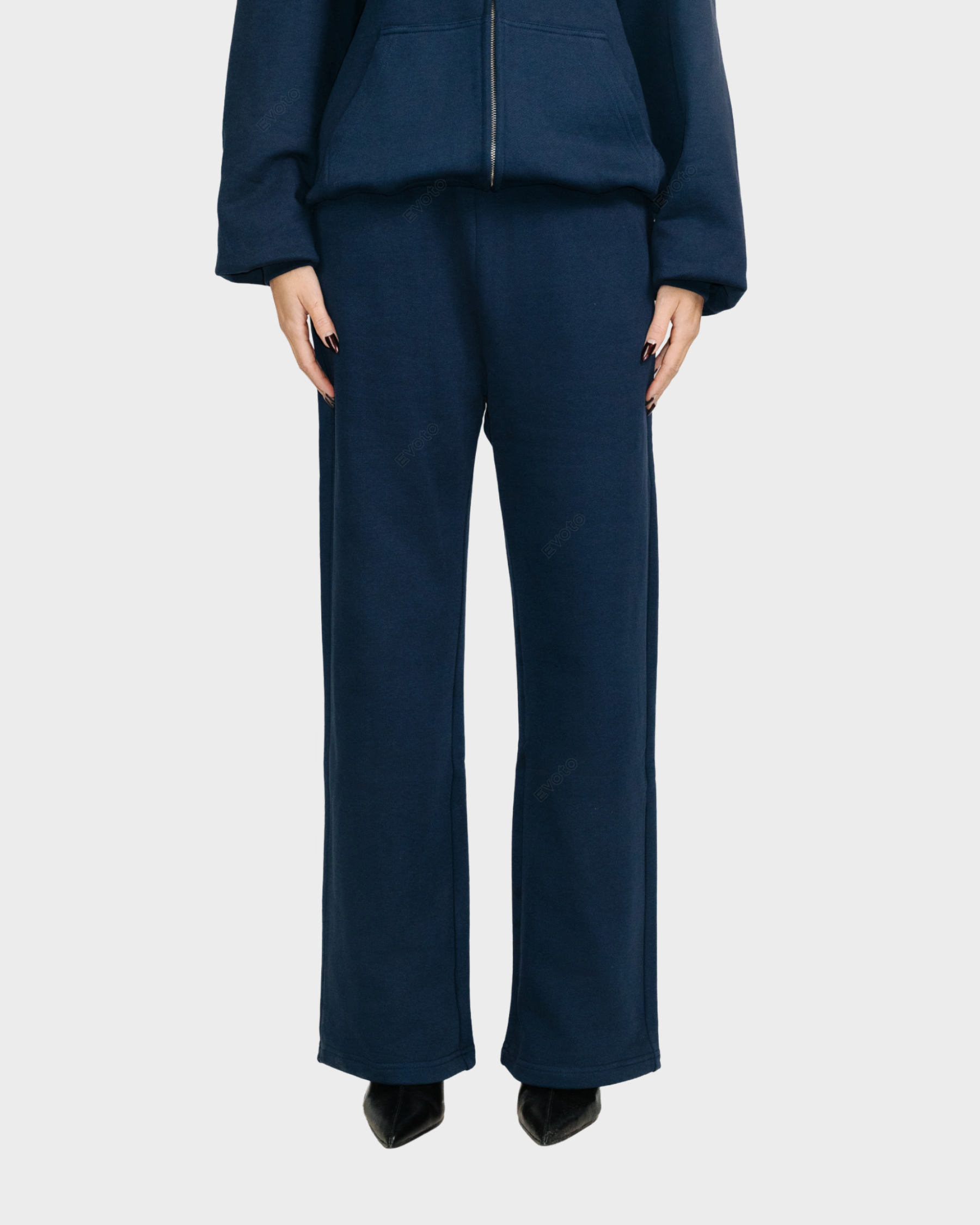 STRAIGHT-LEG PANTS 'NAVY'